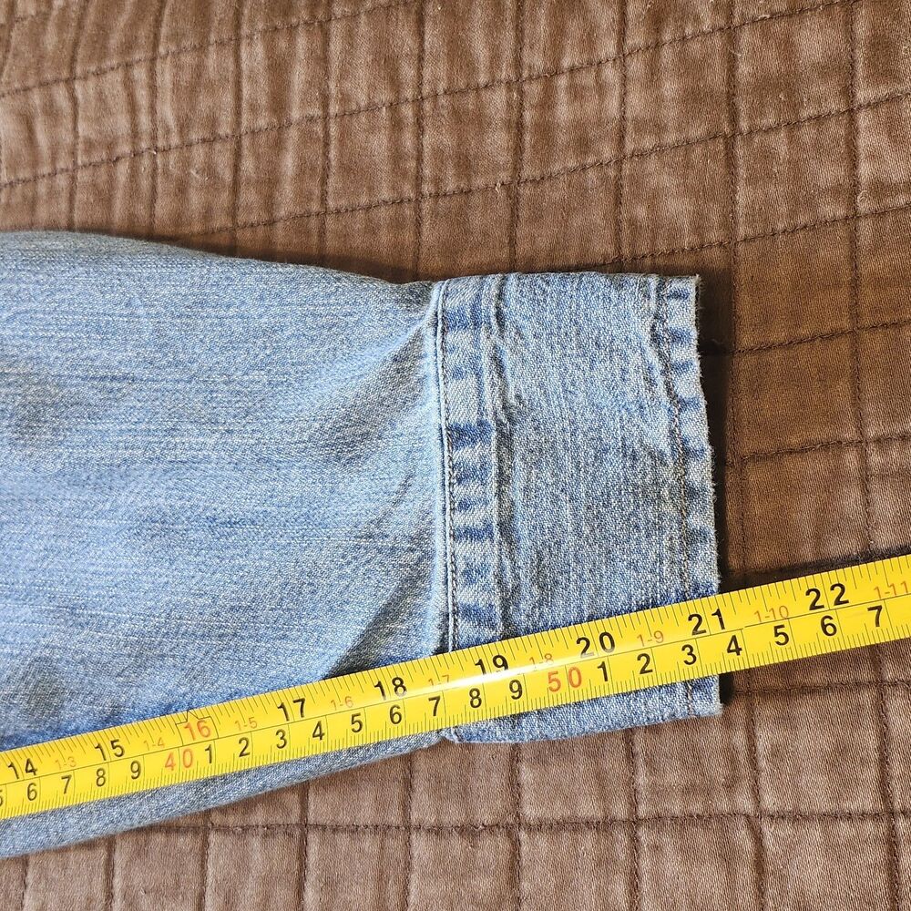 Vtg 90 Levis Red Tab Denim Button Up Mens Shirt Sz L Hong Kong Retro Workwear - Picture 11 of 11